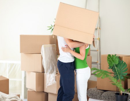 Packed household items ready for a man with van move in Islington