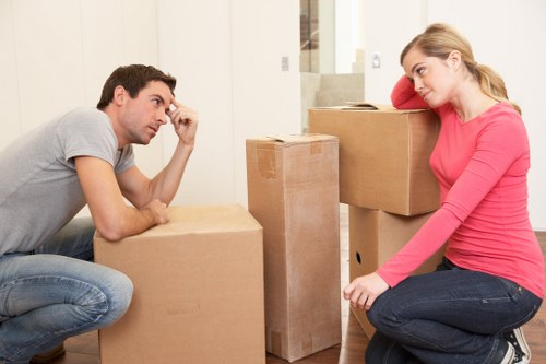 Moving day checklist and packed household items for an Islington relocation